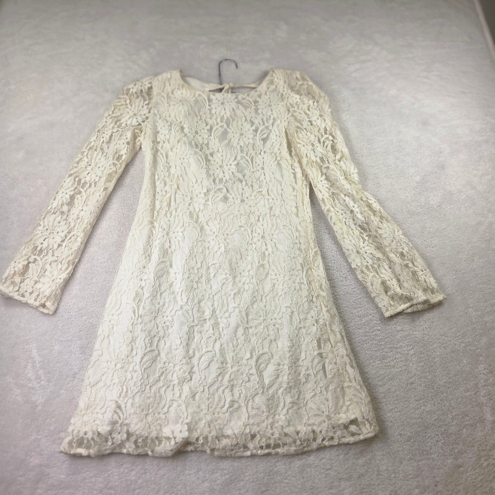 MM Couture by Miss Me Ivory Lace Open Back Mini Dress Cream MM60234T Small